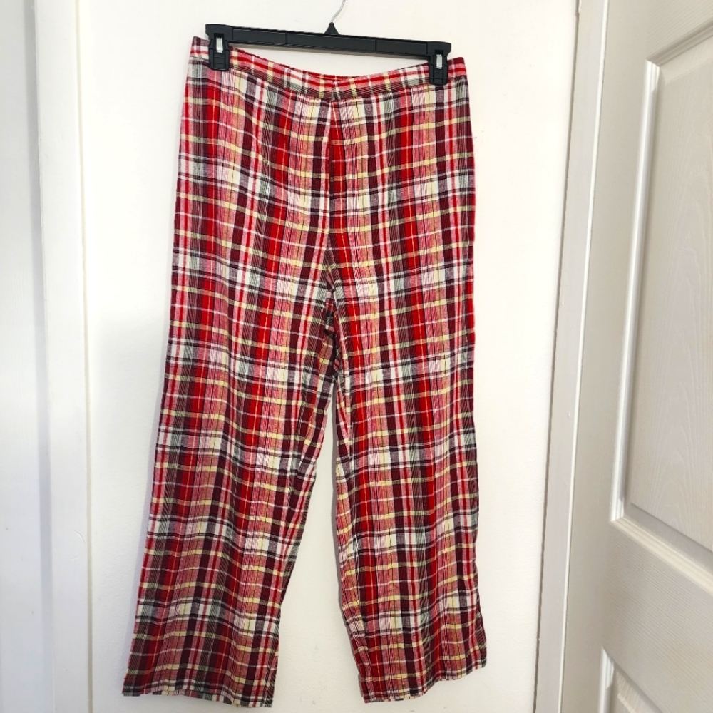 Emma James Linen Blend Plaid Pants